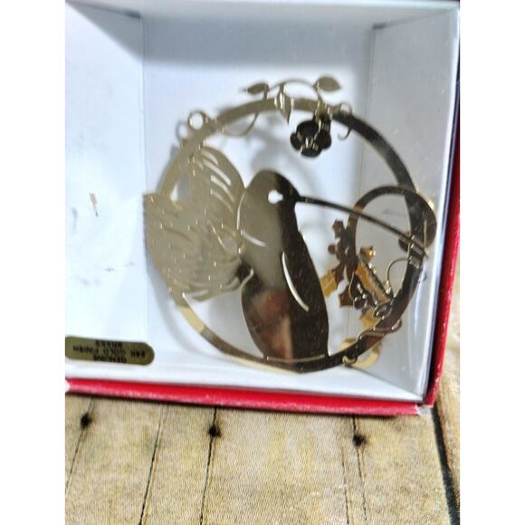 Hummingbird Goose Pond Christmas Tree Ornament Silver Vintage 1989 - Picture 2 of 4